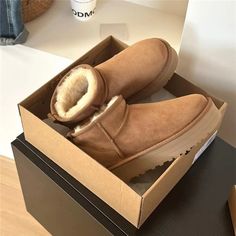 Lasaky - Rainy Day Essentials Thick Sheep Leather Boots for Women Ug Boots, Designer Snow Boots, Tasman Slippers, Shoe Boxes, Snow Boot, Sheepskin Boots, Fabric Shoes, Platform Slippers, Sheep Leather