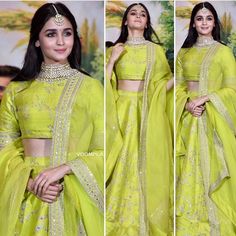 Alia bhatt dazzles in this lehenga 💚💚💚💚💚 !!!!!!!!!!! A Line Lehenga, Plus Size Lehenga, Sabyasachi Lehenga, Indian Lehenga Choli, Lehenga Choli Wedding, Green Lehenga, Choli Designs, Indian Wedding Wear, Indian Lehenga