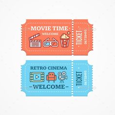 two movie ticket templates with icons