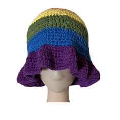 * handmade with cotton yarn 🧶 * breathable and perfect for spring and summer ☀️ * adult sized - measures about 22 inches in circumference Cotton Crochet Hat For Vacation, One Size Cotton Knitted Hat, Wide Brim Cotton Crochet Hat For Vacation, Wide Brim Cotton Crochet Vacation Hat, Casual Hand Knitted Sun Cap, Casual Hand Knitted Sun Hat, Casual Hand Knitted Sun Hat Cap, Casual Multicolor Cotton Sun Hat, Cotton Crochet Hat With Wide Brim