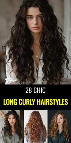 Choose from 28 stunning long curly hairstyles, each designed to enhance your curls with elegance and style for any event. Really Long Curly Hair, Curly Long Hairstyles, Long Loose Curls, Long Curly Hairstyles, Curly Styles, Red Curls, Black Curls, Brown Curls, Blonde Curls