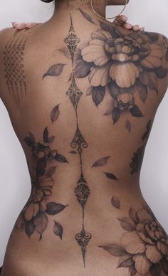 the back of a woman with tattoos on her body