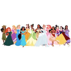 the disney princesses are all lined up together