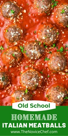 homemade italian meatballs with tomato sauce and parmesan cheese