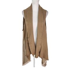 Seven Island Woven Vest With Draped, Open Front. Features A Textured Fabric And Raw Edge Details. Can Be Worn Different Ways. Fabric Is Woven And Some Areas Have Runs. New With Tags! Measurements Are Approximate, Taken In Back, And Taken While Laying Flat: Length 32.5" Bust 21.5" 0623-2.2 Tan Vest, Boho Vest, Textured Fabric, Raw Edge, Front Open, Jackets & Coats, Jackets For Women, Tags, Fabric