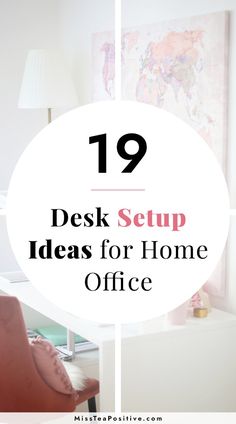 desk setup with text overlay that reads 19 desk setup ideas for the home office