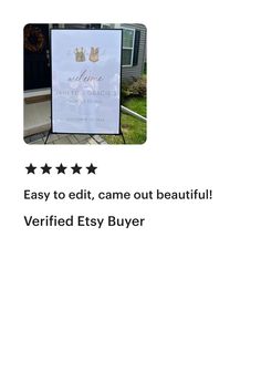 a sign that says, easy to edit, came out beautiful verified etsy buyer