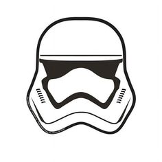 a star wars helmet is shown in black and white