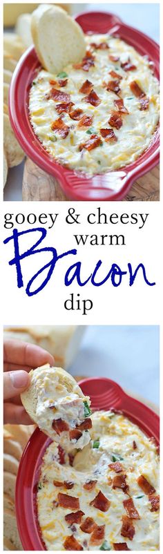 gooey and cheesy bacon dip is the perfect appetizer for any party