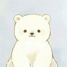 a drawing of a white polar bear sitting down