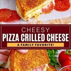 the cover of cheesy pizza grilled cheese