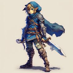 Link Design Zelda, Legend Of Zelda Redesign, Link Concept Art, Link Armor, Link Zelda Art, Elf Drawings, Samurai Artwork, Pixel Art Tutorial, Nintendo Characters