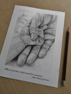 a pencil drawing of two hands holding each other