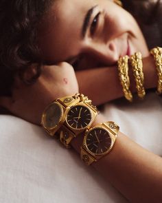 Designed to be layered, each piece seamlessly combines urban edge with bohemian spirit. Discover the gold RESET watch from the NOMAD SOUL collection now on ba-sh.com The Gold, Black Watch, Tumble Dryer, Gold Watch, Fabric Material, Fabric Care, Product Description, Gold, Black