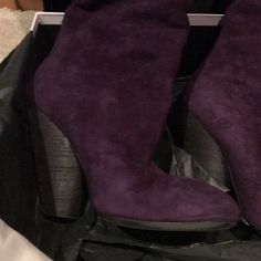 Gorgeous Marsell Knee Boots In Purple Suede. Comes With Box & Dust Bag. Fits Like U.S. 8.5. Fine Quality And Comfortable. Worn Once, Indoors Only. Purple Suede Boots, Purple Suede, Like U, Purple Black, Suede Boots, Shoes Heels Boots, Purple And Black, Knee Boots, Shoes Women Heels