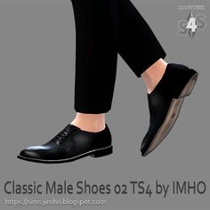 a man's black shoes are shown with the words classic male shoes on them