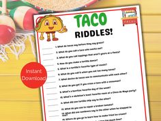 the taco riddles game is on display