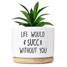 a potted plant with the words life would succ without you on it