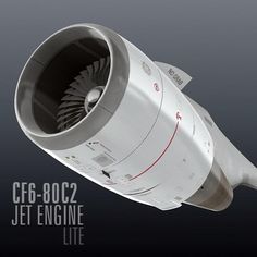 the jet engine is designed to look like it has an eff logo on it