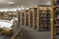 an empty library filled with lots of books