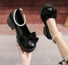 Style Mary Jane Shoes, Chunky Platform Shoes, Mary Jane Platform Shoes, Summer High Heels, Heels Chunky, Dr Shoes, Lady Shoes, Female Shoes, Kawaii Shoes