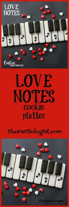 love notes cookie platter with red and white sprinkles