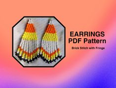 the earrings are made with multicolored seed beads