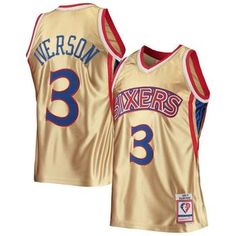 In the 75-year history of the NBA, the Philadelphia 76ers and Allen Iverson have both played a major role in that story. This Mitchell & Ness Hardwood Classics Swingman jersey features embroidered graphics for a vintage look, perfect for the next game. The throwback design and mesh fabric pay homage to one of the team's greatest players. Brand: Mitchell & Ness Officially licensed Side splits at hem Sleeveless Jock tag at bottom left hem Imported Embroidered fabric appliques Machine wash, line dr Moses Malone, Personalized Jersey, Allen Iverson, Popular Sports, 75th Anniversary, Philadelphia 76ers, Mesh Fabric