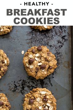 cookies with oats and chocolate chips on a baking sheet