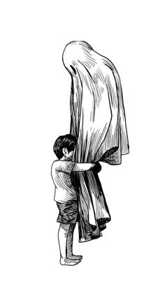 a drawing of a man carrying a cloth on his back