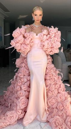 Pink Gown, Glamour Dress, Party Gown, Floral Jacket, Mermaid Evening Dresses, Gala Dresses, Maxi Gowns, Gorgeous Gowns