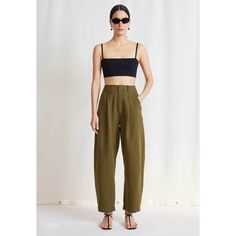 Apiece Bari Crop Trouser Olive Green Linen Pants High Rise Ankle Sz 16 New With Tags Measures Approximately When Flat: Waist Across: 18.5" Rise: 14" Inseam: 28" 60% Linen, 40% Organic Cotton Made In China High Waist, Cropped Barrel Leg, Hook And Bar Closure, Slant Pockets Dry Clean Summer High-waisted Tapered Bottoms, Tapered Leg Pants For Summer, Tapered Summer Pants, High Waist Tapered Bottoms For Summer, Green Linen Pants, Apiece Apart, Cropped Trousers, Bari, Linen Pants