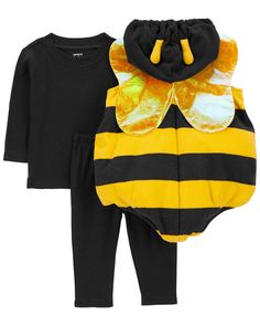 Baby 3-Piece Bumble Bee Halloween Costume from carters.com. Shop clothing & accessories from a trusted name in kids, toddlers, and baby clothes. Bumblebee Halloween, Bumble Bee Costume, Bee Costume, Baby Unisex, Carters Baby Boys, Black Baby, Carters Baby, Baby Bee, Baby Clothes Shops