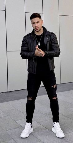 Men Jewelry Outfit, Smart Casual Men Outfit Street Style, Black Jean Jacket Outfits Men, Rock Outfits For Women Concert, Leather Jacket Outfit Men, Mens Casual Suits, Black Men Fashion Casual, Mens Casual Outfits Summer, Men Fashion Casual Shirts