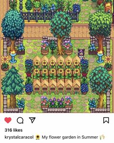 an image of a garden in the nintendo game animal crossing, which is being viewed on instagram