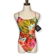 Nwt Newport News Tropical Floral Print One Piece Swimsuit 8. 16 In Pit To Pit. Swimsuit Lined But Does Not Have Padded Bra. Navy Bathing Suit, Blue Tankini, Purple Swimsuit, Vintage Swim, Modest Swimwear, Halter One Piece Swimsuit, Black One Piece Swimsuit, Floral Swimsuit, Tropical Floral Print