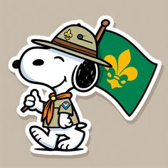 a cartoon character holding a flag and wearing a hat