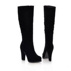 Tall Canister High Platform High Heel Knight Boots on Luulla Knight Boots, Elegant Branding, Hip Clothes, Boots Square Toe, Suede Boots Knee High, Platform High Heels, So Cool, Wedge Boots, Chunky Heel