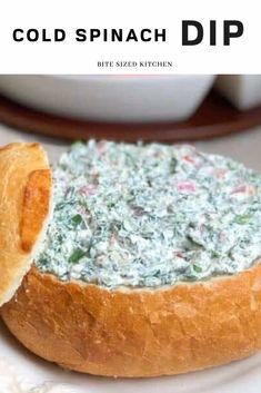 this creamy cold spinach dip is made with bread