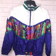 Vintage Bolo Spirit Windbreaker Zip Up Jacket Women's Size M. 1980’s. New Retro Blue Windbreaker For Spring, Vintage Multicolor Windbreaker For Spring, Blue Retro Track Jacket For Spring, Retro Multicolor Spring Windbreaker, Vintage Multicolor Track Jacket For Winter, Vintage Multicolor Winter Track Jacket, Retro White Windbreaker For Spring, Retro White Hooded Windbreaker, White Retro Windbreaker For Spring