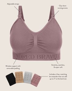 Classic, award-winning comfort. The Simply Sublime® Bra is the perfect everyday bra, providing the full coverage and support that pregnant and breastfeeding moms love - with a smoothing silhouette that pairs perfectly with any outfit. Nursing clips for convenient feeding and skin-to-skin Soft, stretchy fabric accommodates wearable pumps Supportive wireless construction Hook-and-eye back closure, adjustable straps, removable padding Bra Construction, Baby Bow Hats, Nursing Sports Bra, Delivery Gown, Pumping Bras, Nursing Bras, Diaper Bag Accessories, Nursing Accessories, Nursing Wear