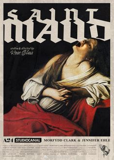 the poster for saint mary is shown in black and white, with an image of a woman