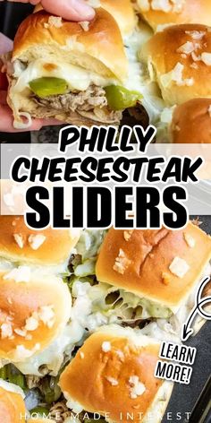 Philly Cheesesteak sliders Cooked Peppers, Philly Cheesesteak Sliders Recipe, Philly Cheesesteak Sliders, Best Philly Cheesesteak, Trendy Recipes, Cheesesteak Sliders, Philly Cheese Steak Sliders