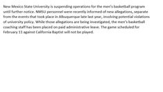 an article about the new mexico state university's suspensions for men's basketball program