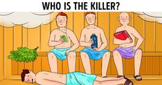 three men are sitting in a sauna and one is holding a cell phone while the other has a book