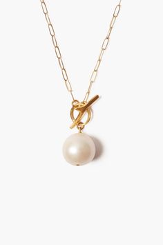 White Freshwater Pearl Toggle Necklace – Chan Luu Toggle Necklace, White Freshwater Pearl, Chan Luu, Gold Plated Necklace, Gold Plated Sterling Silver, Pearl White, Fresh Water, Freshwater Pearls, 18k Gold