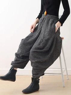 Vintage Knitted Thickening Asymmetric Lantern Wide Leg Pants Seasons Autumn, Winter Typ, Vintage Knitting, Cardigan Tops, Pants Color, Cardigan Coat, Hip Length, Light Gray, Leg Pants