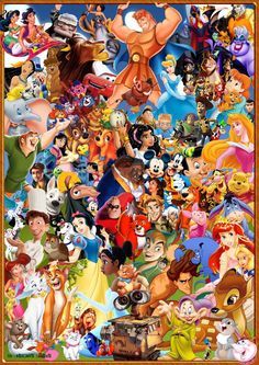 an image of many different cartoon characters in the same frame, all with their names on them