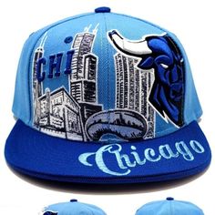 Brand New 100% Polyester Premium Chicago Downtown Snapback Hat In Alternate Hook Up Colors. Chicago Initials Along A Depiction Of A Chicago Skyline With An Angry Bull Head Off Center On A Sky Blue Crown With Royal Blue Bill. Chicago Script On Bill. Bull Head Peaking On Back. One Size Fits Most. Chicago Snapback Hats Like These Usually Retail For $29 Plus Shipping, But You Can Take Advantage Of This One For Only $22 With Free Domestic Priority Mail Shipping!!! Hat Has Logos And Letters On Front A Blue Snapback Hat For Summer, Trendy Blue Snapback Hat, One Size Fits Most, Blue Visor Fitted Hat For Streetwear, Casual Blue Snapback Hat With Curved Brim, Blue Adjustable Fitted Hat With Curved Brim, Adjustable Blue Fitted Hat With Visor, Blue Adjustable Visor Fitted Hat, Casual Blue Fitted Hat With Curved Brim, Adjustable Blue Visor Fitted Hat