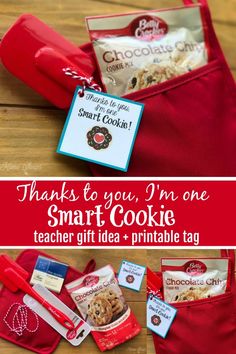 a red bag filled with cookies and other items